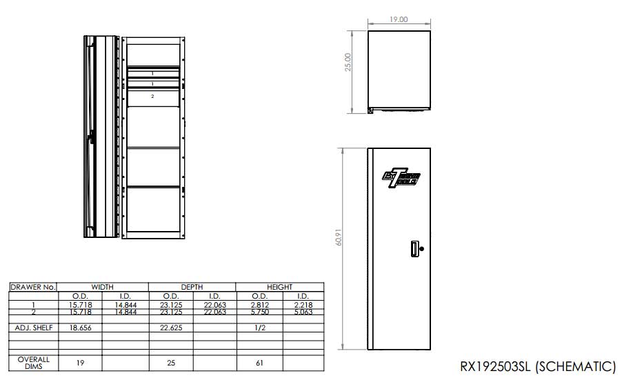 RX192503SL Side Tool Locker Schematic